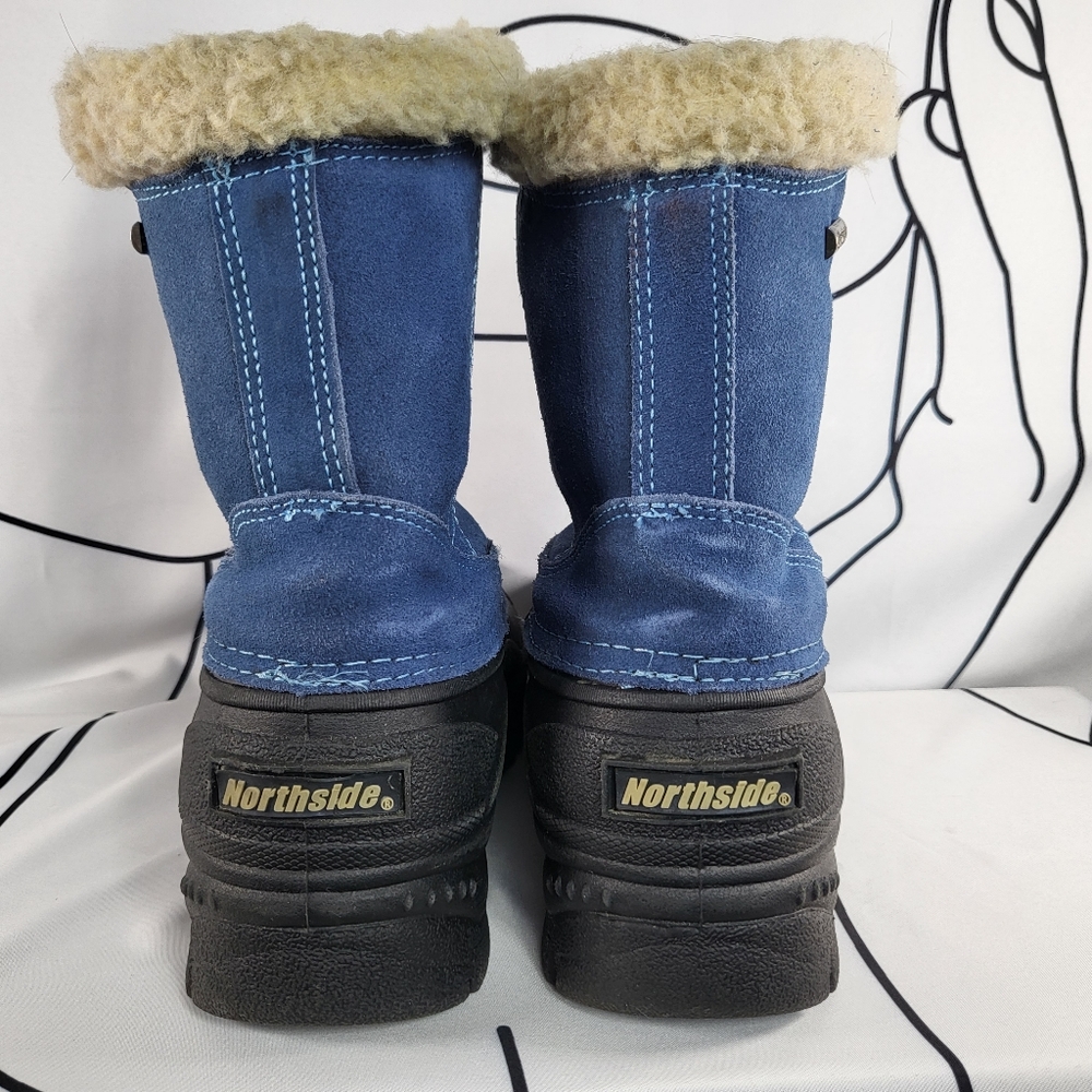 Northside ThermoLite Thin Insulation 9 Denim Blue Black Suede Zip Ankle Boots - Picture 4 of 9